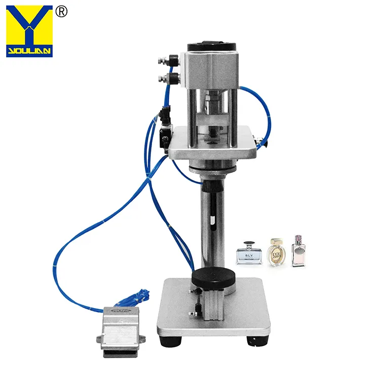 Máquina taponadora manual neumática para botellas de Perfume, crimpadora de tapa pulverizadora, para vidrio cosmético, suministrada con 20 botellas de aluminio, automática, 1, 2, 2, 2