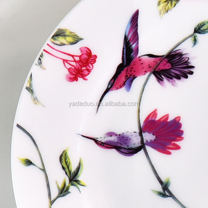 Assiettes florales en <span class=keywords><strong>porcelaine</strong></span> d'hôtel assiettes élégantes à fleurs de 8 pouces pour mariage - Product Image 3