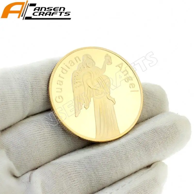 Bescherming Katholieke Charm Medaille Religieuze Gift <span class=keywords><strong>Gebed</strong></span> Guardian Angel Pocket Token Munt