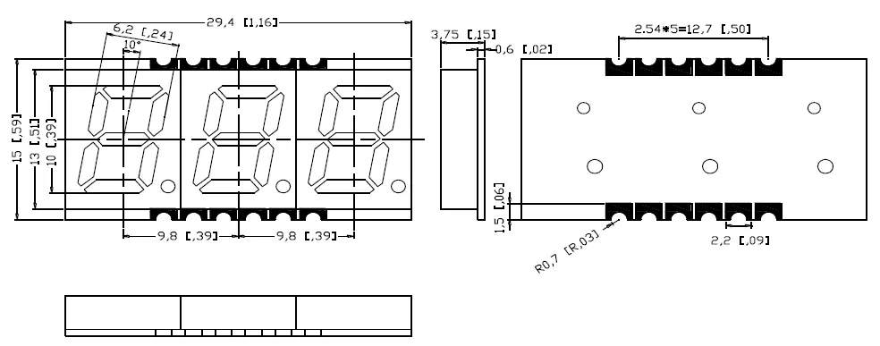 3 haneli 0.39 inç SMD 7 segment 0.39 "yedi segment Led Ekran