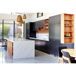 Sang trọng phẳng phía trước tủ bếp đơn giản cài đặt Laminate nhựa nhân tạo đá cẩm thạch bàn MDF vòi ngăn kéo giỏ - Product Image 3