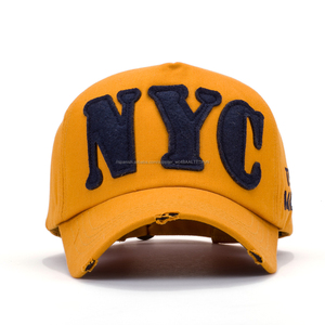 Felt logo custom embroidery cotton wash cap 6 panel Trucker baseball sports caps and hats for <span class=keywords><strong>l</strong></span> - Product Image 4