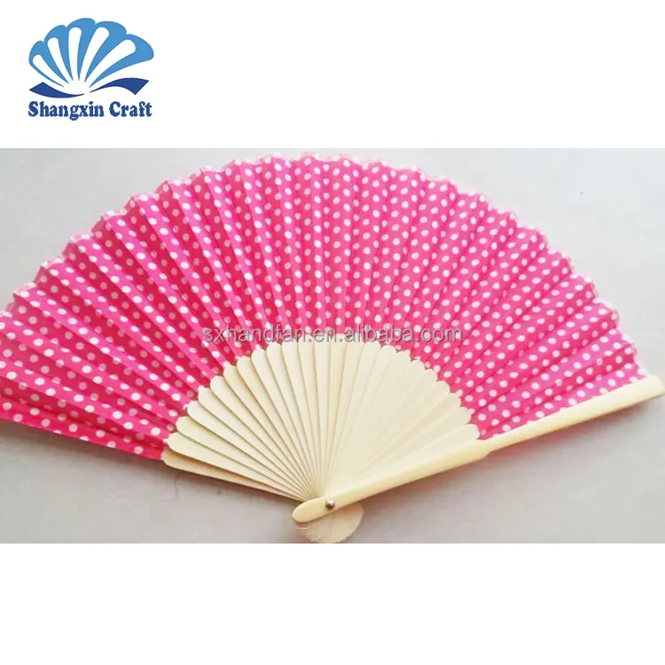 Custom small quantity promotional folding nylon bamboo hand fan for event and party supplies