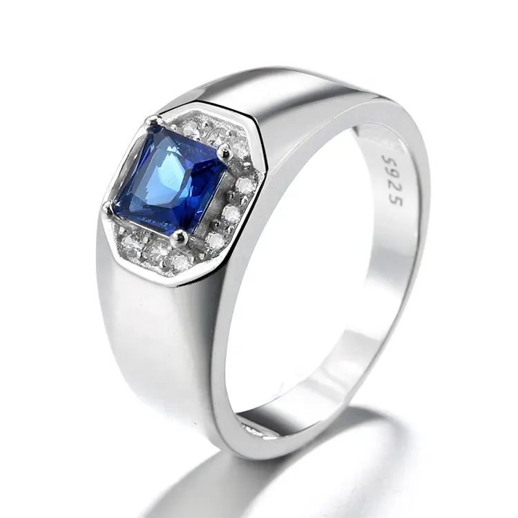 Local Luxury Platinum Sapphire Hand Batch Glamour 925 Sterling Silver Ring Fashion Ring For Men And Women