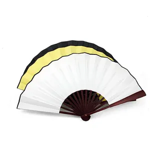 high quality custom carved bamboo hand fan two side printing silk folding hand fan