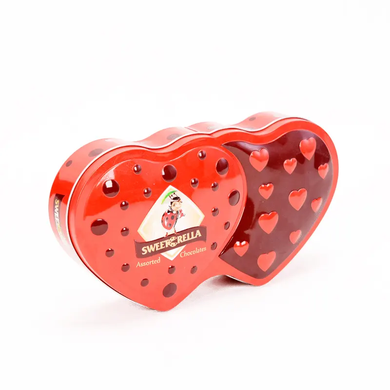 Fabrik bunte runde Verpackung Oreo Cookie Hochzeit Candy Tin Box Verpackung Valentinstag Geschenk Schokolade Double Heart Box