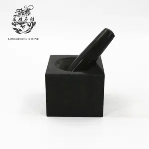 2019 popular square black stone mortar and pestle set with special pestle