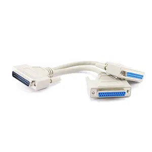 25 ways D-sub DB25 pin male to 2 ports Dual DB25 female splitter Cable