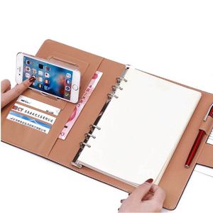 High Quality business custom logo A5 Hardcover PU Leather Notebook loose leaf binding office planner with creative scaffold