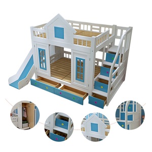 European Design Blue Pine Solid Wood Convertible Multifunction Wooden Princess <strong>Bunk</strong> <strong>Bed</strong> Kids <strong>Bunk</strong> <strong>Bed</strong> With Slide And Table - Product Image 4