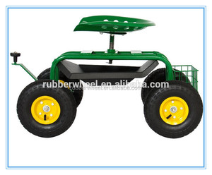 Garden Type <strong>Stool</strong> <strong>on</strong> <strong>Wheels</strong> Seat Cart Tractor Scoot with Bucket Basket - Product Image 3