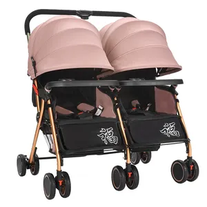 Benutzerdefinierte Luxus Verschiedene Farbe Double Twin Kinderwagen Mit Multi-Gang Einstellbare Markise