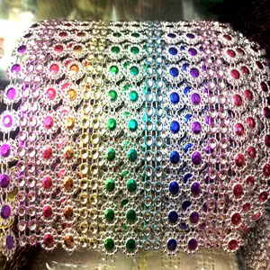 Plastic jewel mesh diamond banding wrap, faux rhinestone mesh ribbon for birthday cake wrap