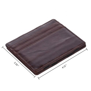 cuero genuino de la moda minimalista RFID bloqueo Slim para hombre dinero billetera mágica con correas elásticas - Product Image 5