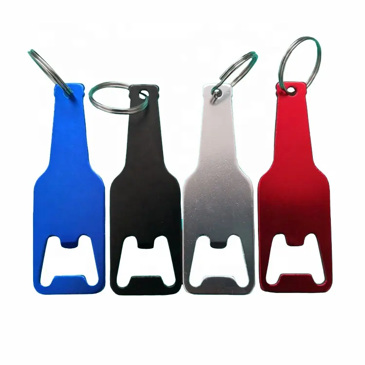 Factory wholesale promotional gift bottle shaped aluminum beer bottle opener keychain