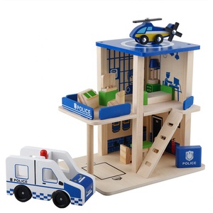 Pretender jugar juguetes Cosplay de simulación de cabaña Oficina de Policía del Departamento de Bomberos de juguetes de madera - Product Image 3