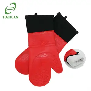 Gants en Silicone pour barbecue, mitte de cuisine, avec doublure en coton, pour la cuisson du four et Grill, meilleure vente,