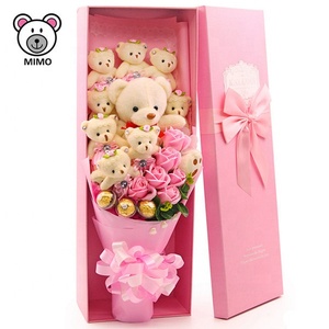 Ramo de flores de oso de peluche para niña, juguete de felpa de dibujos animados para regalo de San Valentín, bonito ramo de oso de peluche morado - Product Image 3