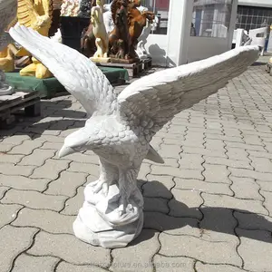 Full Hand Carved Garden Decor Modern Art Polish Stone Marble Granite Eagle Statue Sculpture With Wings