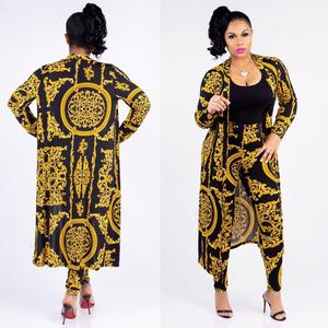 Moda Hotsale elegante abito lungo stampato cappotto <span class=keywords><strong>e</strong></span> Leggings Set due pezzi - Product Image 2