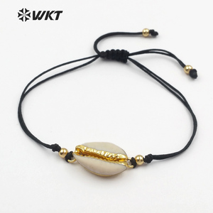 WT-B421 Wholesale Fashion Design Special Cowrie <strong>Shell</strong> <strong>Bracelets</strong> Adjustable Jewelry NaturalCowrie <strong>Shell</strong> Wrapped <strong>Bracelets</strong> - Product Image 2