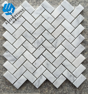 Cina desain baru murah marmer mosaik herringbone mosaik marmer Carrara marmer mosaik