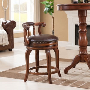 <span class=keywords><strong>Tabouret</strong></span> de bar moderne pivotant en cuir haut de gamme et bois massif - Product Image 4