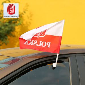 Drapeaux de voiture en polyester imprimés numériquement de haute qualité avec mât carré en acrylique, durables pour les événements sportifs, modèle <span class=keywords><strong>2018</strong></span> - Product Image 2
