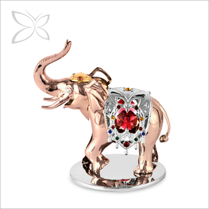 Figura de Elefante de Cristal Grabada con Láser de Alta Calidad Chapada en Oro Rosa de Lujo de Crystocraft, Estilo Animal de Arte Popular de la India - Product Image 1