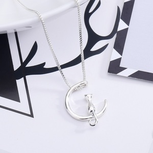 Collier <span class=keywords><strong>pendentif</strong></span> lune Simple et motif <span class=keywords><strong>chat</strong></span>, chaîne courte, couleur argent et <span class=keywords><strong>or</strong></span>, à la mode, nouvelle collection - Product Image 3