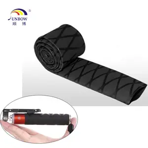 Skid Proof X Cross-lined Black Polyolefin Grip Heat Shrink Tube For Fishing Rod