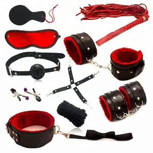 10 Pcs/ensemble Esclave Femme Adulte <span class=keywords><strong>Sex</strong></span> Toys pour Couples Menottes Fouet Corde Masque Yeux de Sexe Bondage Fetish Restrictions - Product Image 1