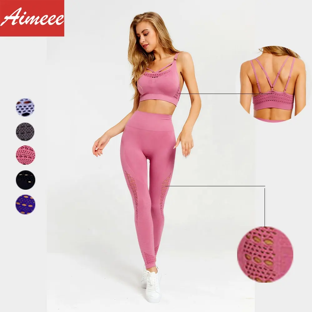 Wholesale Fitness Clothing Shape-Enhancing Compression Tights Seamless Yoga Set