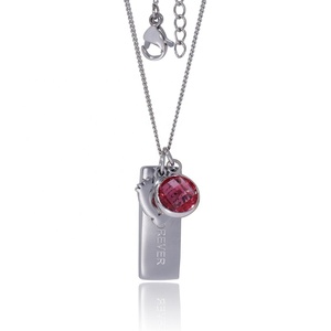 Birthstone Necklace <strong>Memorial</strong> Baby Feet Pendant Charms New <strong>Mum</strong> <strong>Gifts</strong>, Keepsake Jewelry - Product Image 1