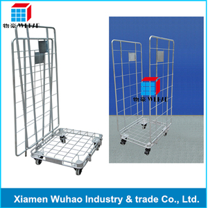 Tùy Chỉnh Nhiệm Vụ Nặng Nề Thép Lưới Lồng Cuộn Xe Đẩy Container Mạ Kẽm Có Thể Gập Lại Kho An Ninh Xe Đẩy - Product Image 2