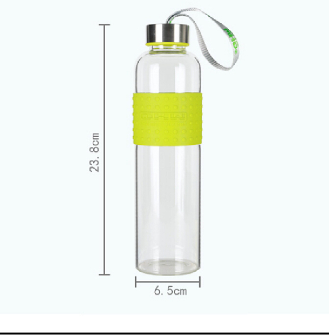 Portable Office Sport Glass Beverage Bottle Glass Water Bottle With Colorful Nylon Sleeve 550ml
