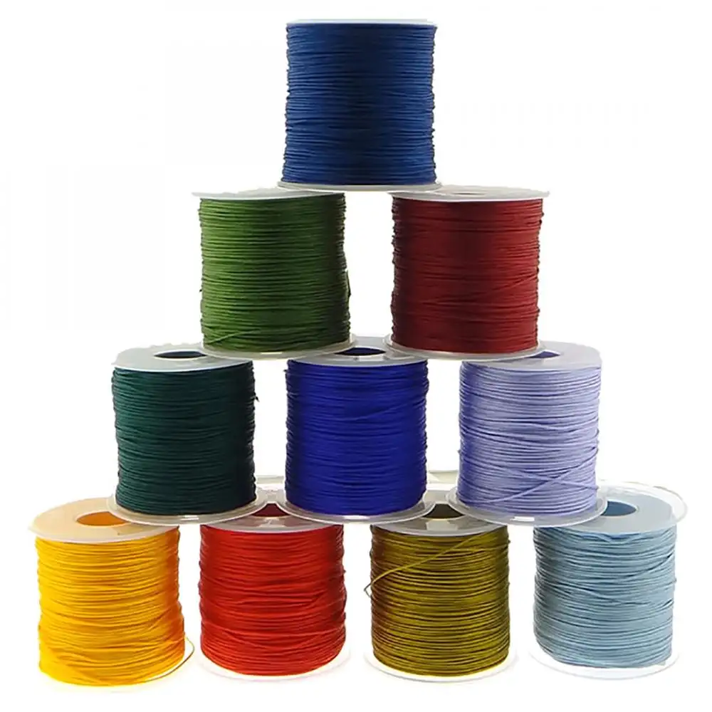 Nieuwe 1Mm 100Yards/Pc Groothandel Alle Size Kleurrijke Platte Ronde Waxed Katoenen Koord Schoenveter Wax Koord Met tips