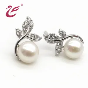 Valentine's day heart three leaf clover style sterling silver stud earrings fashion diamond earrings for women