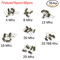 HC49s cristal oscillateur Kit électronique résonateur céramique quartz résonateur hc-49 DIP 7 types X 5 pièces 32.768K 4 8 12 16 20 25 MHZ
