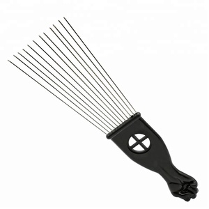 Salon de Coiffure Peigne <span class=keywords><strong>Afro</strong></span> Coiffure En Métal Épingles à Cheveux Pick Avec Poing Poignée En Plastique - Product Image 2