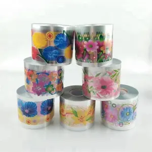 Großhandel Wärme übertragung Druck folie kunden spezifische Blumen grafik für Kunststoff Farbe imer für Kunststoff behälter Box/Tasse/Flasche
