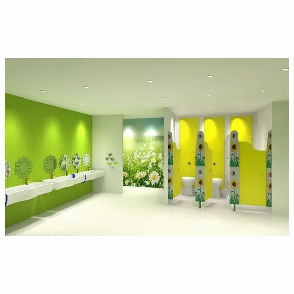 مدرسة المرحاض مبولة لوحة تقسيم 12 مللي متر HPL الاطفال الفينول قواطع الحمام