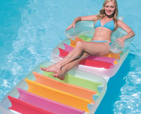 Chaise pliante gonflable flottante pour plage, piscine arc-en-ciel, radeau flottant, matelas de loisirs aquatiques avec porte-gobelets