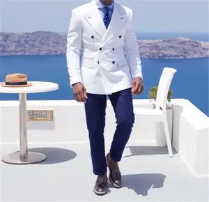 Toptan çift göğüslü Groomsmen doruğa yaka damat smokin Groomsmen en iyi erkek takım elbise erkek düğün takımları damat giyim