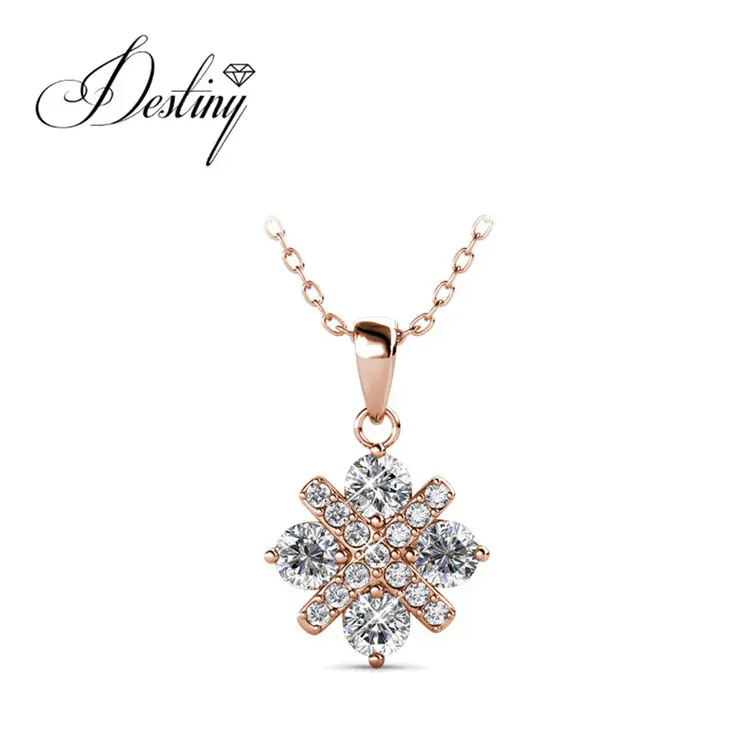 Destiny Jewell ery 18 Karat vergoldet Charm Schneeflocke nform Anhänger Halskette für Frauen mit Premium Grade Crystal