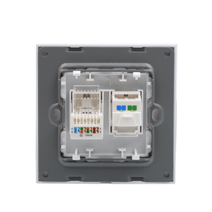 Smartdust Blanc Verre Trempé <span class=keywords><strong>Double</strong></span> RJ11 Téléphone RJ45 LAN <span class=keywords><strong>Prise</strong></span> Ordinateur - Product Image 6