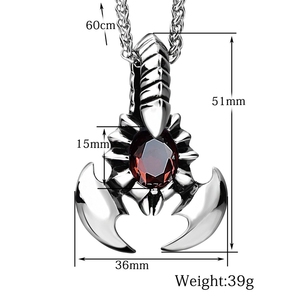 Personalità In Acciaio Inox Su Misura Rubino A Forma di Scorpione Gioielli Gotico Della Collana Per Il Mens - Product Image 2