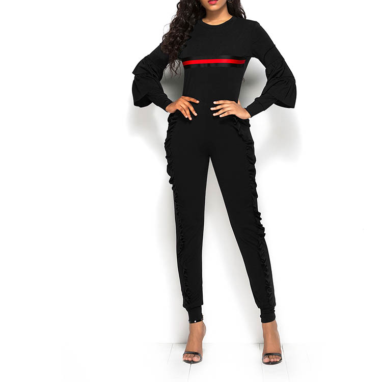 Sample Available Spring Autumn Multi Color Ruffles Long Sleeve Casual Jumpsuits Women 2020