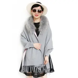 High Quality Design Winter Warm Two Colors Side Long Shrugs for Ladies