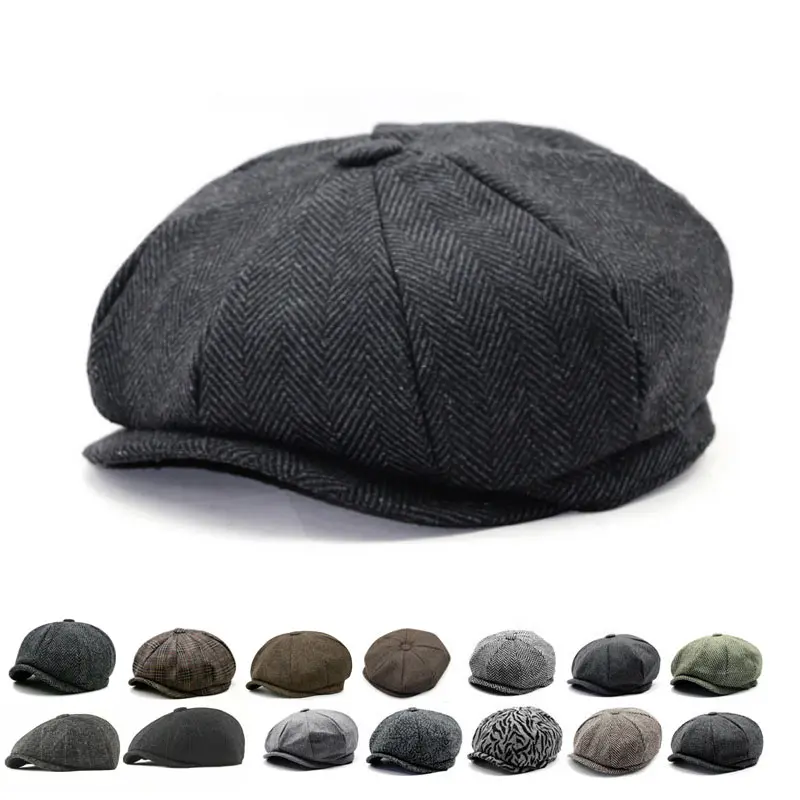 Atacado inverno chapéu lã sentiu gatsby ivy chapéu newsboy cap homens boina chapéu